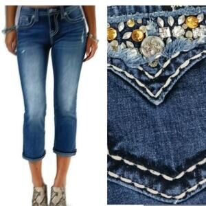 Miss Me 9" Rise Boyfriend Capri sz 27  SJ807